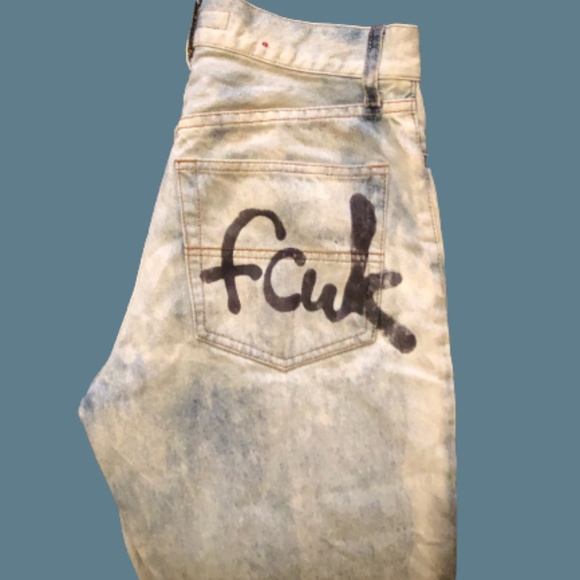 Vintage, FCUK, French Connection, Logo, Jeans, Flare, distressed, Bleached - Picture 4 of 6